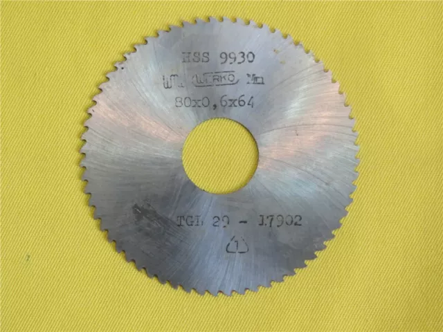 DDR Metall Kreissägeblatt Werkö HSS - 80 x 0,6 x 64 - Auf Ø 22 - Scheibenfräser