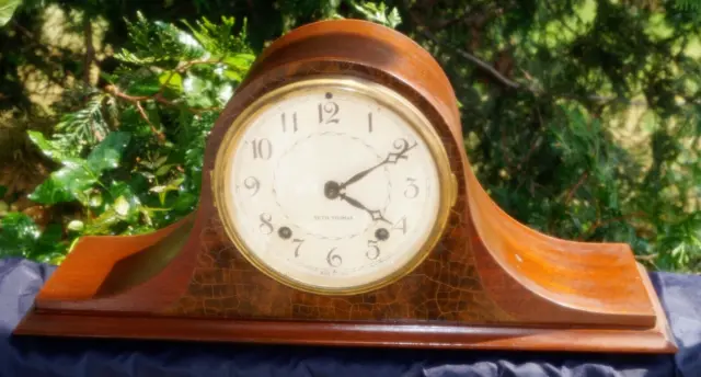 Vintage 1930s Seth Thomas Staunton 8 Day Pendulum Humpback Mantle Clock - BEAUTY