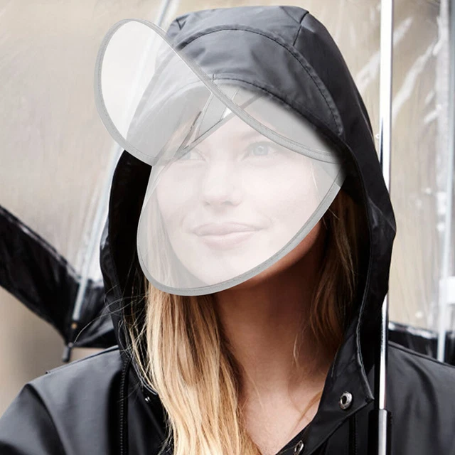 2Pcs Raincoat Hat Shield Rain Poncho Face Protector Transparent Cap Brim