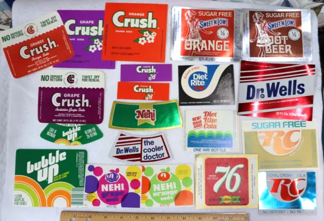 Paper Ephemera Lot 20 Assorted Vintage DRINK SODA LABELS  Labels Lot #16