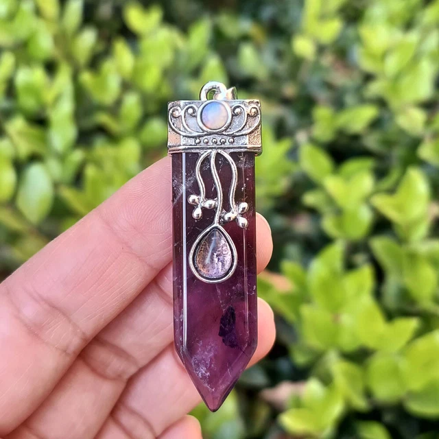 Amethyst Gems Stone Sword Pendant Prism Chakra Reiki Healing Amulet