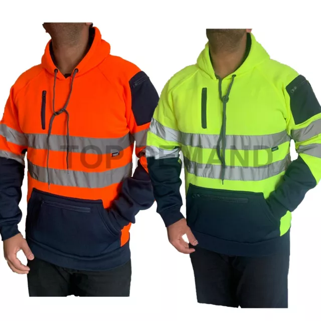 Hi Viz Vis High Visibility Tactical Hoodie Work Pullover Sweatshirt Jacket Hoody