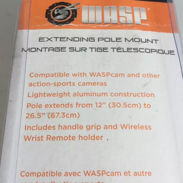 New WASPCAM Wasp Go Pro compatible lightweight aluminium extending pole mount 3