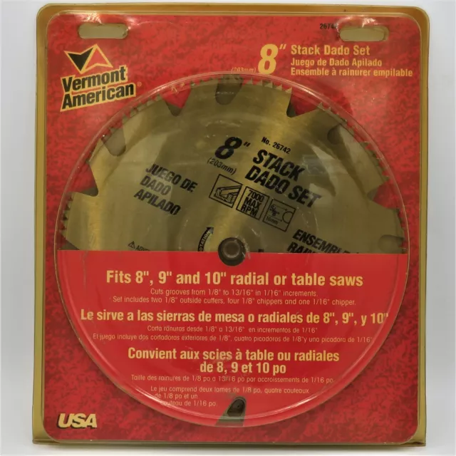 Vermont American 8" STACK DADO SET 7-pc Radial Table Saw Blade Set UNUSED!!