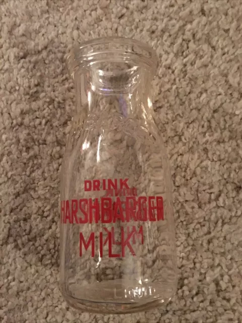 Harshbarger’s Dairy Vintage Half Pint Milk Bottle, Altoona, PA