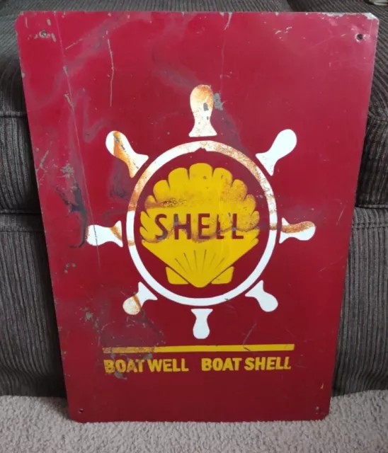 Collectible Shell Gas and Oil Boat Well Boat Shell Marine Metal Advertising Sign