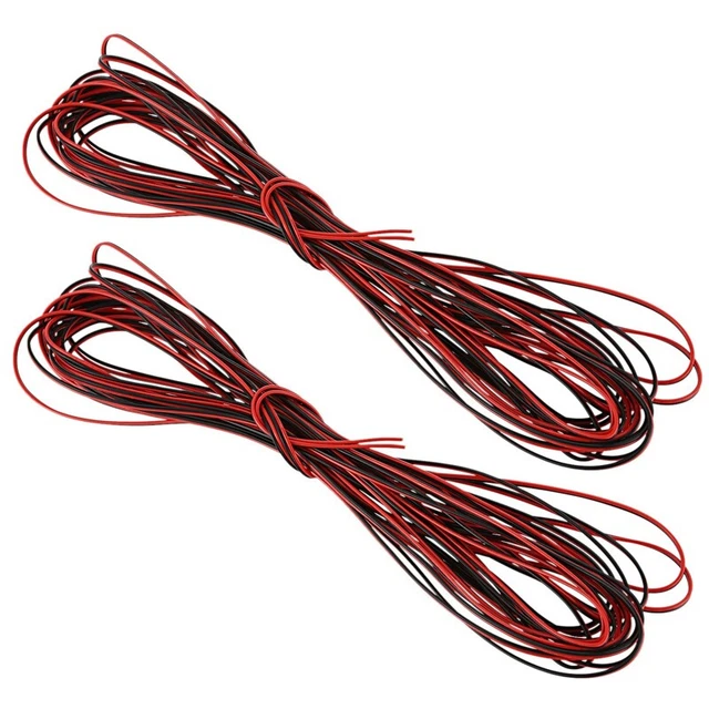 2X 22 Gauge 15M Rosso Nero Zip Wire AWG Cavo Ground Treccio Rame Auto X2H5