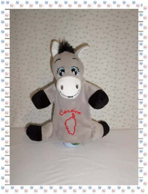 € - Doudou Marionnette Ane Gris Blanc Noirs  Corsica