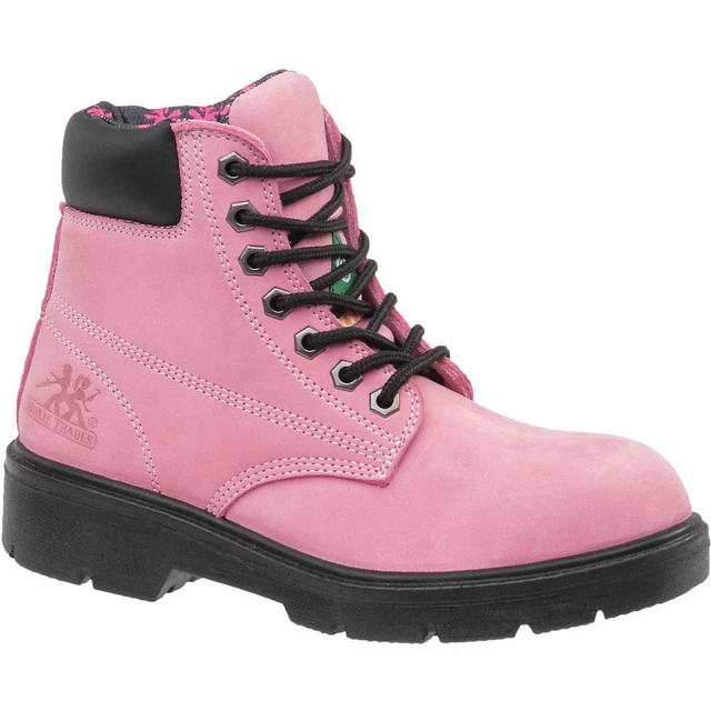 MOXIE TRADES 50162 6" Work Boot,9,D,Pink,Steel,PR
