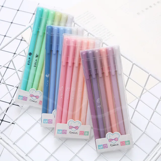 6Pcs Morandi Color Gel Pen Kawaii Quick Drying Student Writing Signature Pen