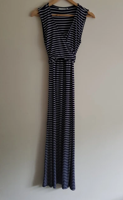 JoJo Maman Bebe maternity nursing Size S sleeveless striped maxi dress - Blue