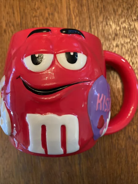 Large RED M&M 3D Coffee MUG CUP Kiss Me 20oz heart love valentines day MMs Candy
