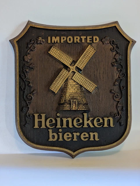 Heineken Imported Beer Sign Wall Hanging Bar Man Room Vintage 1980’s Fathers Day