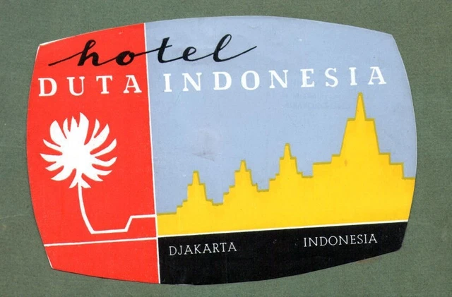 RARE Hotel luggage label Indonesia RARE Large size # 355