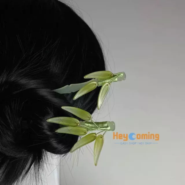 Chinese Style Ancient Jade Bamboo Hairpin Hair Sticks Hanfu Cheongsam Headdress
