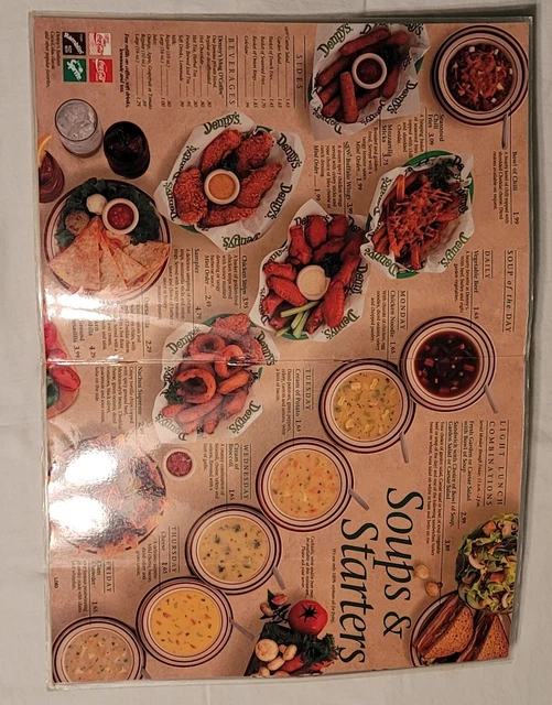 Denny's 40th Anniversary Menu ©️1993; Laminated; Used; ~13¼"×18⅛" Fully Opened; 7