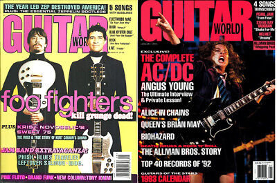 Guitar World Magazine Aug 1997 Jan 1993 Calender Foo Fighters AC/DC Angus Young