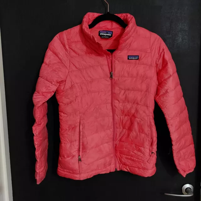 Patagonia Puffer Jacket Y2K Down Feather Sports Ski Coat, Pink, KIDS L