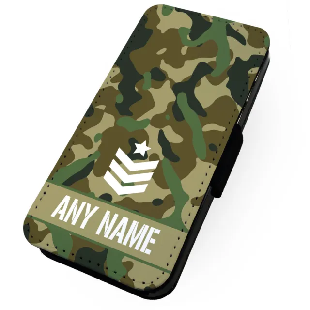 Printed Faux Leather Flip Phone Case Samsung - Personalised Camo Chevron - Green