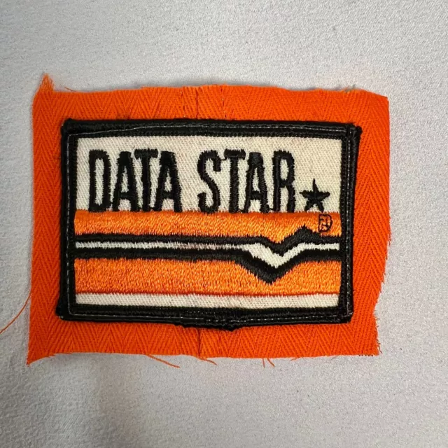 VTG PATCH Data Star Oil Gas Drilling Cut Off Trucker Hat Rectangle Black Orange