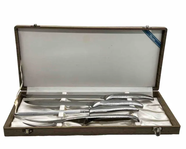 Carving Set of 4 in a Original Satin Lined Box - "Elden" Stainless Steel.