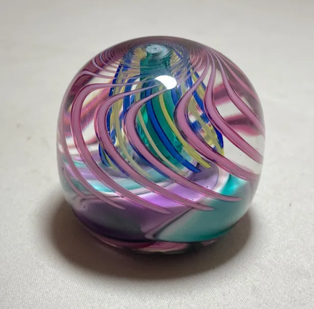 vintage hand blown art studio color glass large marble intricate swirled sphere