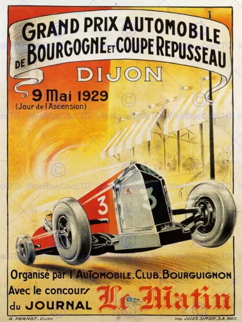 Sport Advert Grand Prix Motor Race Dijon Fine Art Print Poster Bb7410B