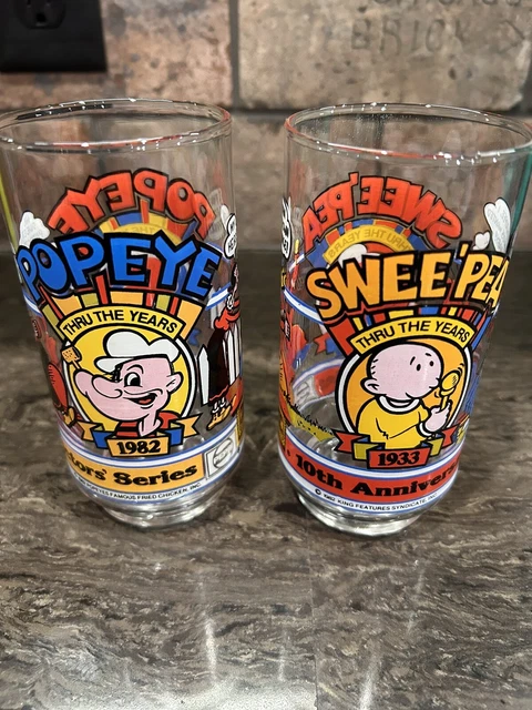 Vintage 1979 Popeye's Fried Chicken Popeye's Pals Glass Popeye Sweet Pea Olive Vintage 1979 Popeye's Fried Chicken Popeye's Pals Glass Popeye Sweet Pea Olive