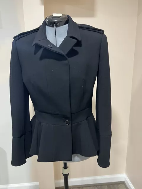 Alexander McQueen black blazer with peplum and epaulets 44