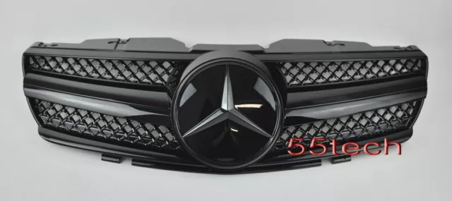 Mercedes R230 SL500 SL600 Grille Grill BK 2003 2004 2005 2006 100% Black Glossy