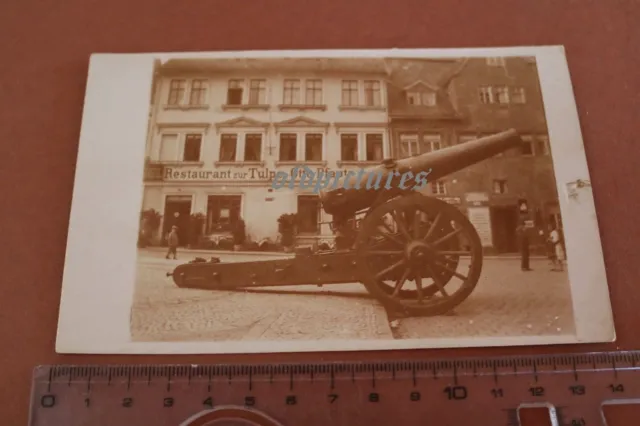 tolles altes Foto Eisleben - große Kanone vor Restaurant zur Tulpe 1910-20 ???