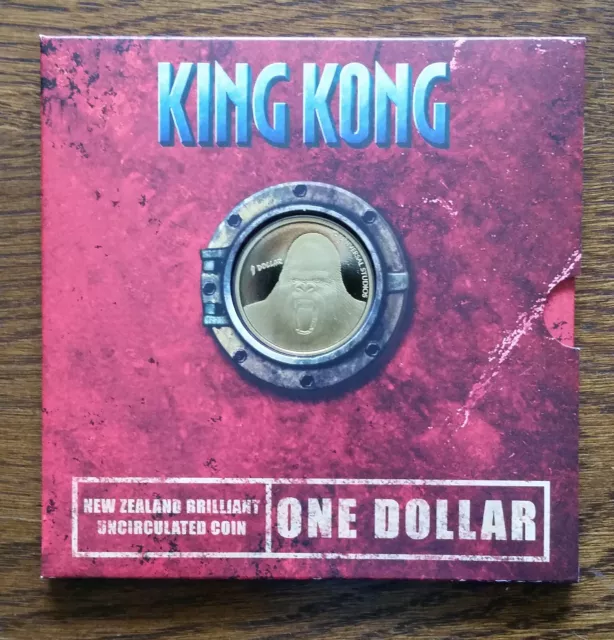 King Kong New Zealand Brilliant Uncirculated Coin One Dollar Film Collectible 