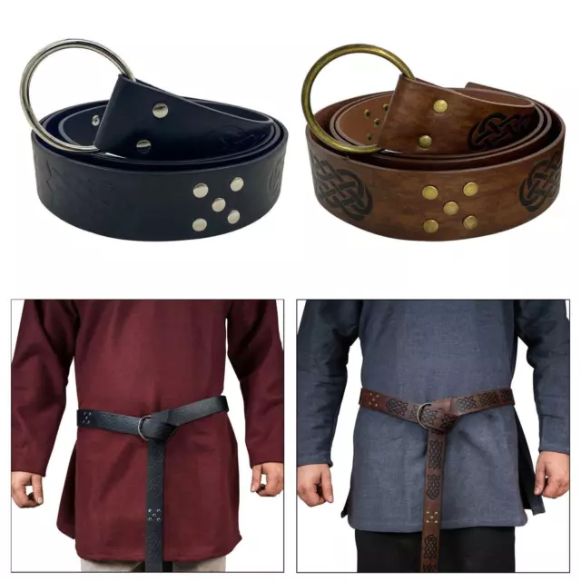 Ceinture Médiévale pour Hommes Chevalier Ceinture Rivet Costume Gaufré PU