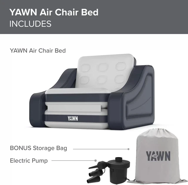 Silla de aire YAWN cama para invitados ocasionales bolsa adicional bomba eléctrica