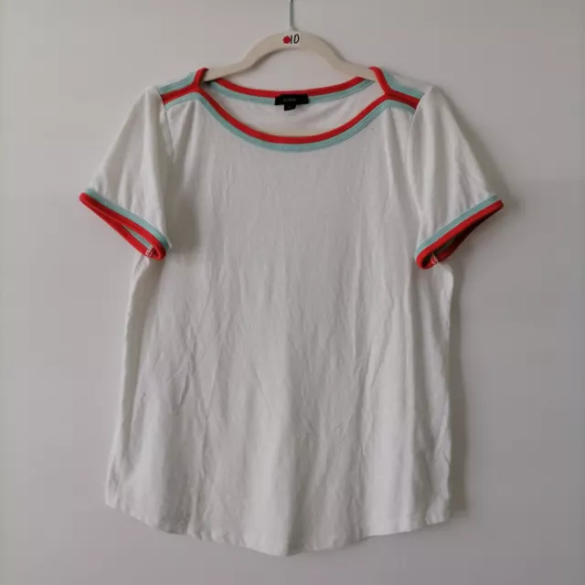 J.Crew Womens White Boat Neck Short Sleeve Pullover T-Shirt Top Size M