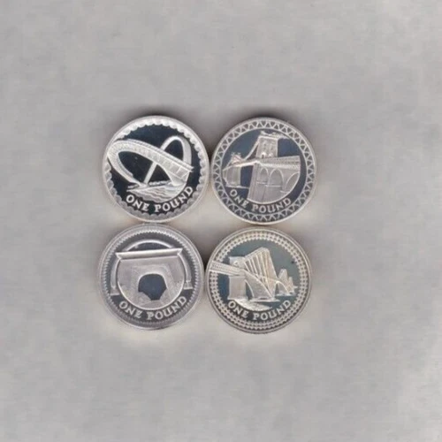 Boxed Royal Mint Piedfort Silver Proof £1 Four Coin Set 2004 To 2007 + Cert.