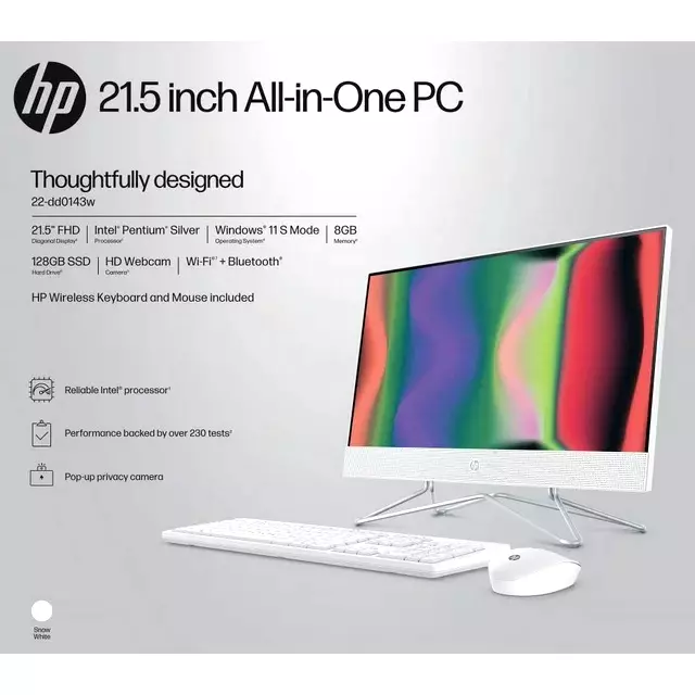 New Hp 22" All-In-One Desktop Computer Pentium Silver 3.2GHz 8GB 128GB SSD Win11