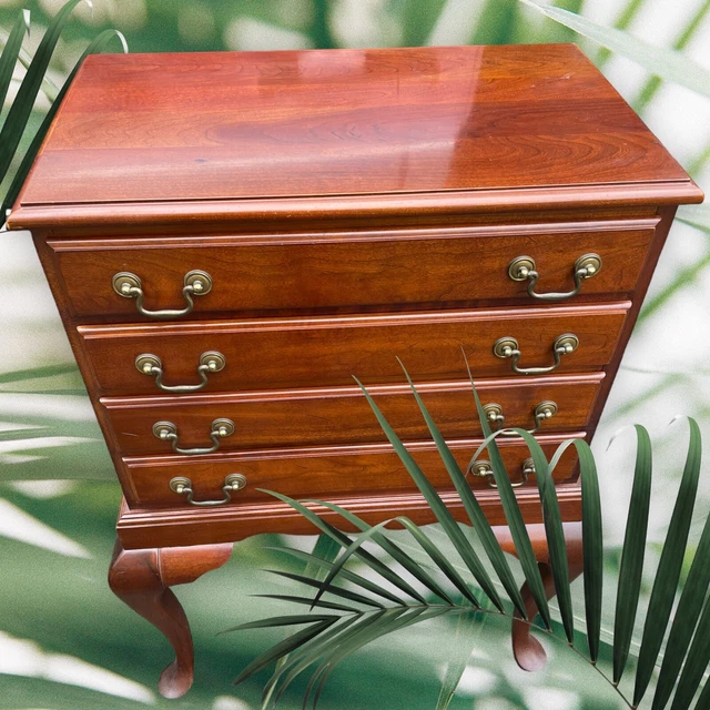 Late 20th Century Queen Anne Style Cherry Silver Chest Convert Jewelry Armoire