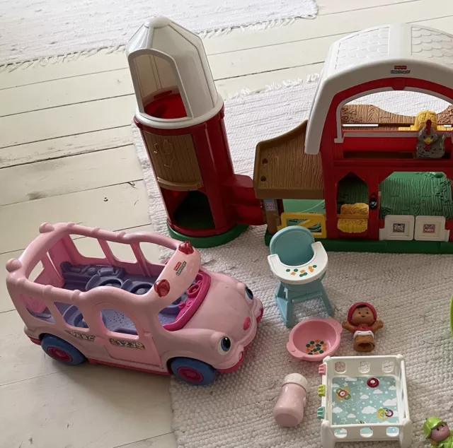 Fisher Price Play Family Little People Set Bauernhof Bus Baby guter Zustand