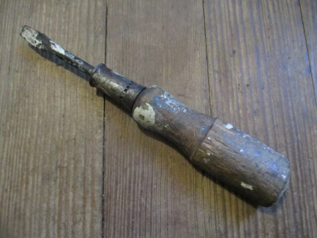 Vintage Tool #69 Wooden Handle (split) 7" Painted Screw Driver Very Nice!