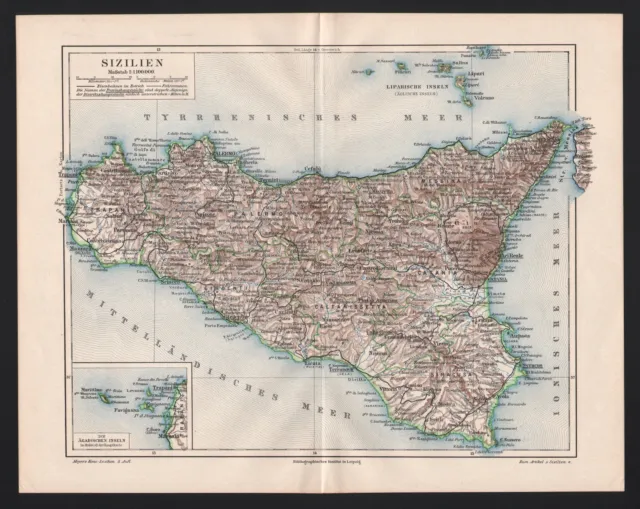 Mappa antica "EUROPA. ITALIA. SICILIA". Intorno al 1895.