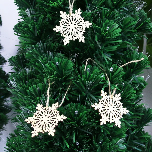 90 stücke Weihnachten Hohl Holz Schneeflocke Handwerk Verzierungen Holzscheiben 3