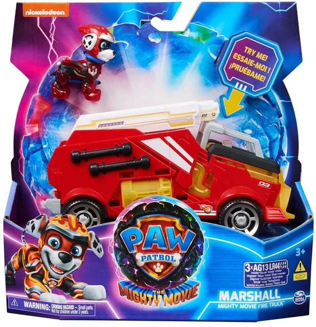 PAW PATROL THE Mighty Movie MARSHALL FIRE TRUCK & FIGURINE Lights Sons