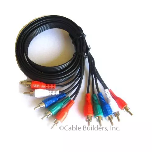 6FT COMPONENT VIDEO CABLE WITH AUDIO 5 RCA RED GREEN BLUE RGB for HDTV DVD VCR