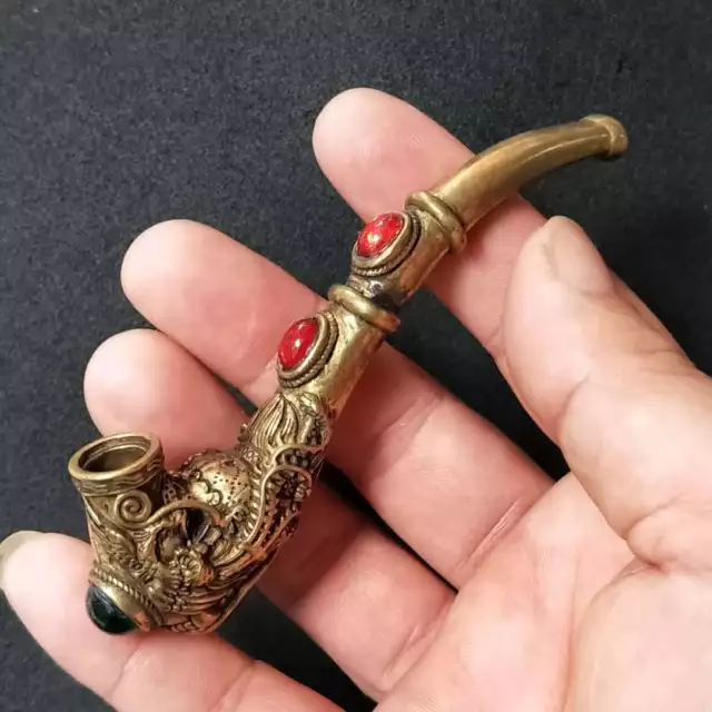 Solid Brass Vintage Cigarette Holder Dragon Filter Pipe Cigarette Holders Gift