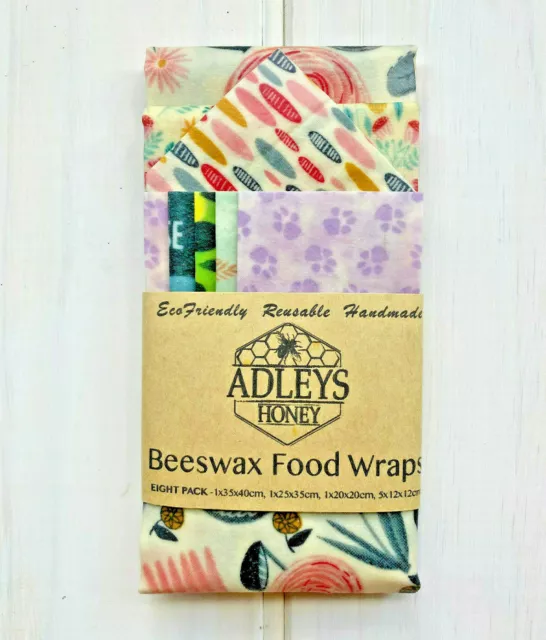 8 x Beeswax Food Wraps | Reusable, Ecofriendly, Handmade, Waste-free