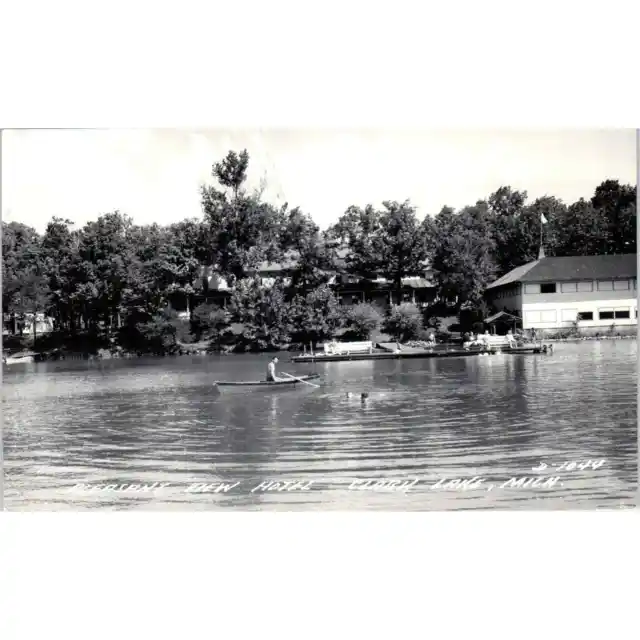 Pleasant View Hotel on Lake, Clark Lake MI RPPC Original Postcard TK1-20