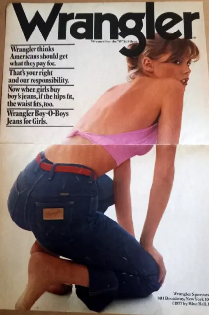 1977 PRINT AD page - Kmart Jeans Little girl cowgirls CUTE tug-o-war  vintage AD $6.99 - PicClick