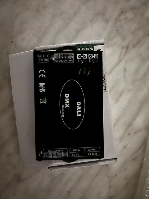 Convertisseur De Signal DMX Vers DALI Et DALI Vers DMX - Alimentation 12-48V DC - Interface RJ45 (DMX) Et Bornes à Vis (DALI) - Contrôle Jusqu'à 64 Appareils DALI