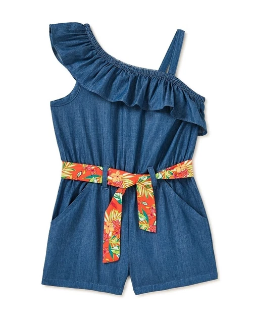 WN Girls Woven Denim Look Romper  Size 3T  NWT